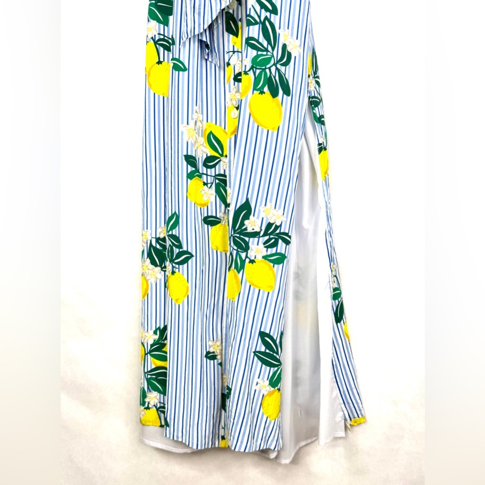 DRAPER JAMES Collection Lemon Blossom Floral Silk Maxi Shirtdress - Sz 0 - Picture 6 of 11